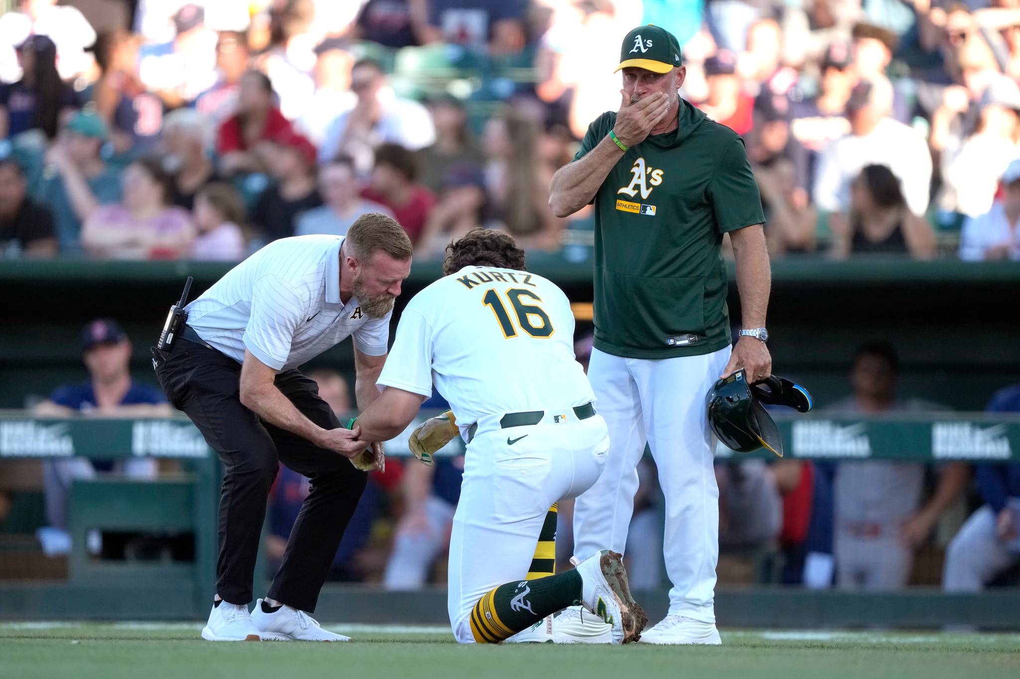 A's Nick Kurtz injury status remains unclear following early exit