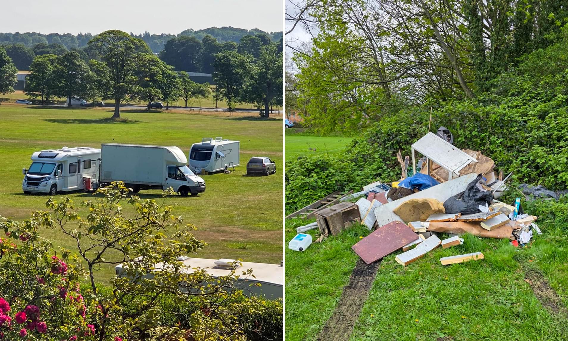 Travellers take over park for seventh time as group of 69 caravans and feral children run riot