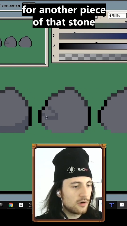 Creating colorful pixel art rocks