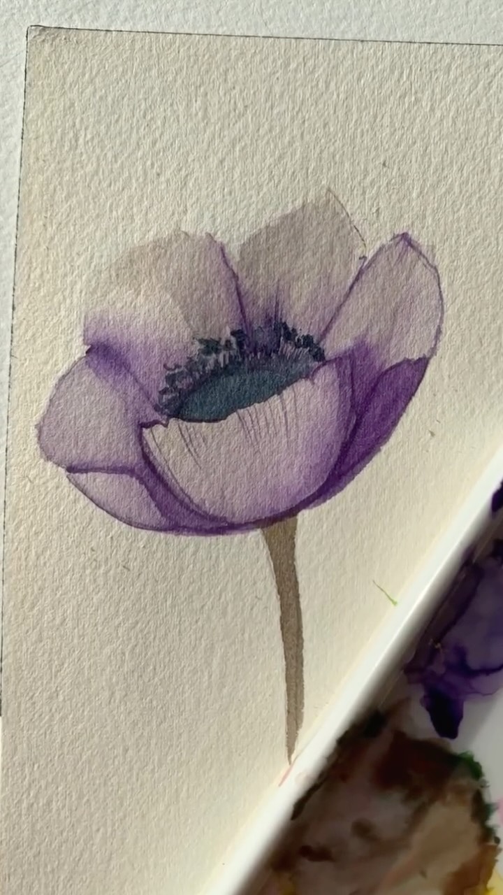 Watch how this soft watercolor flower builds layer by layer
