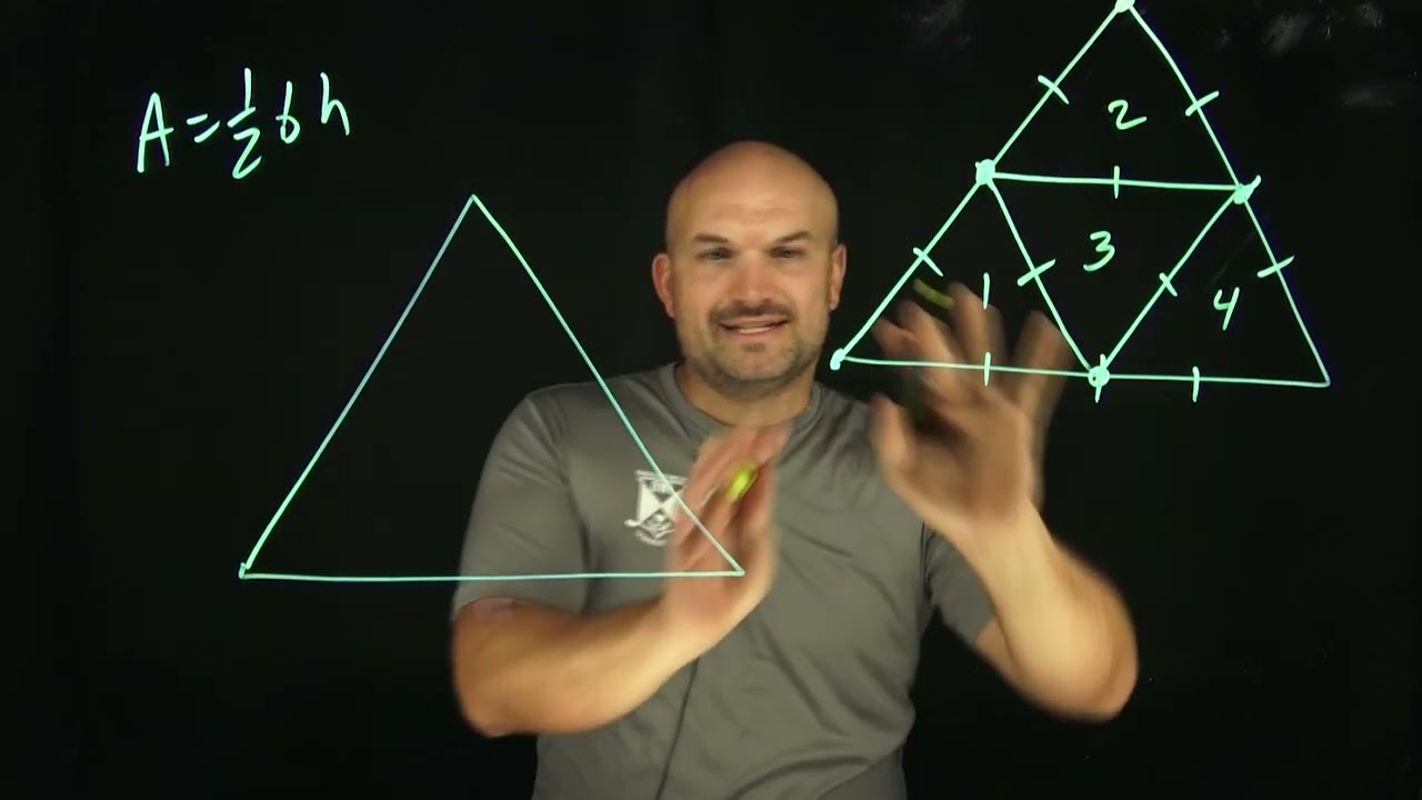 Break the triangle into 4 equal sections