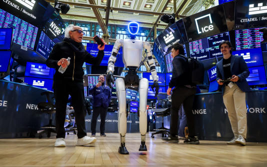 A Unitree robot on the floor of the New York Stock Exchange last year. They are now banned from the US - Michael Nagle/Bloomberg