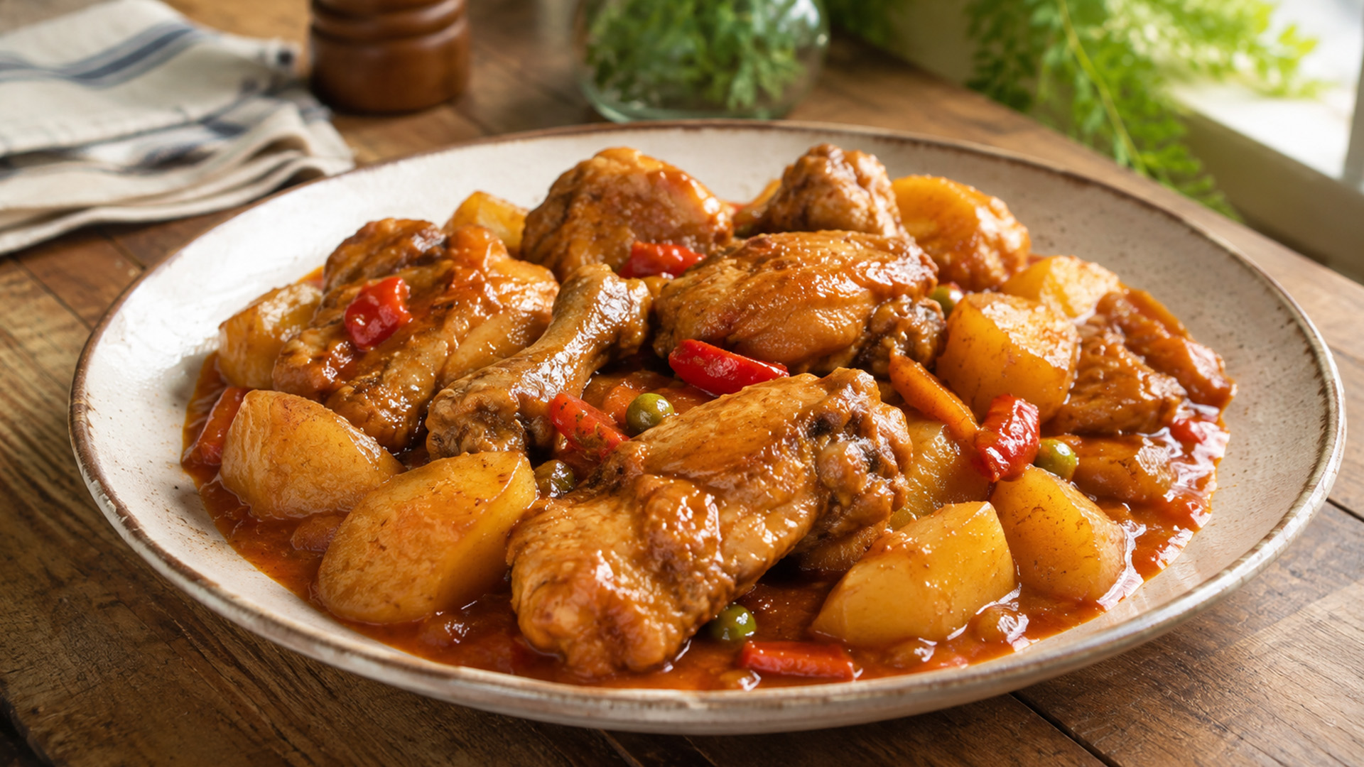 Red bell pepper adds color to this pineapple chicken