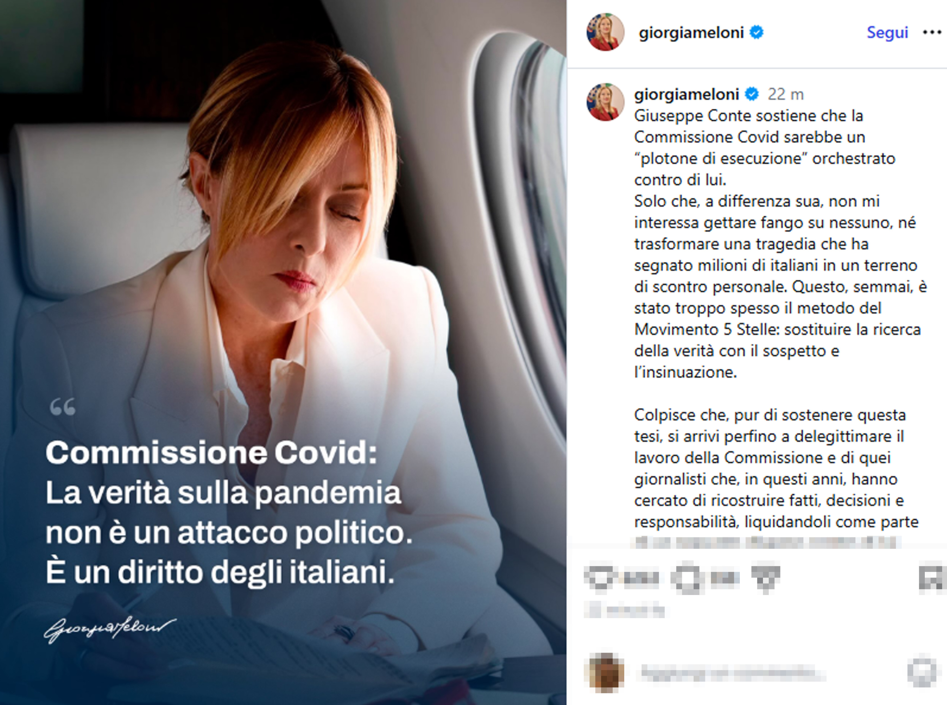 Ex-premier, M5S chief Conte clashes with Meloni over COVID commission