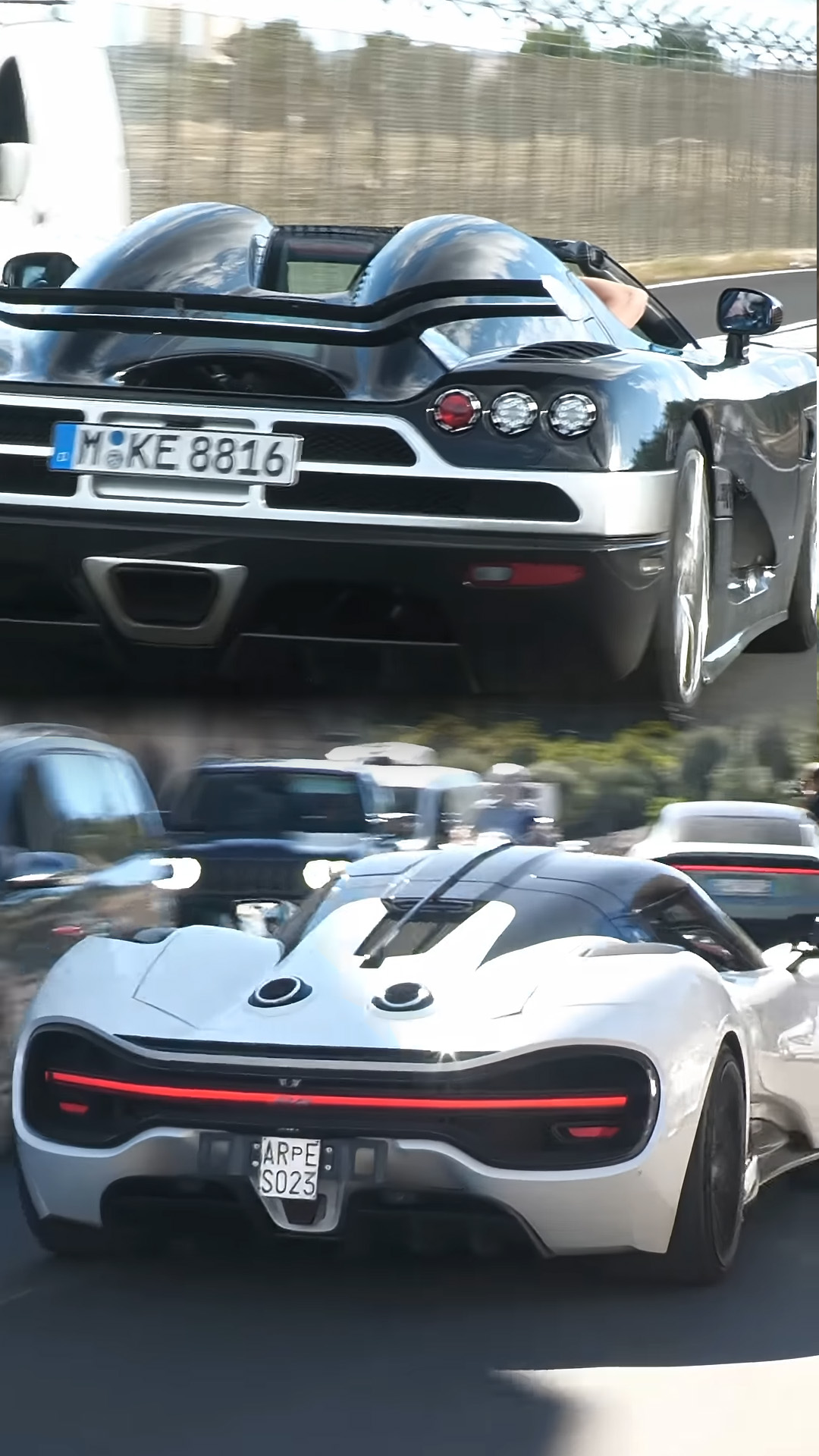 Hypercars accelerating at full speed