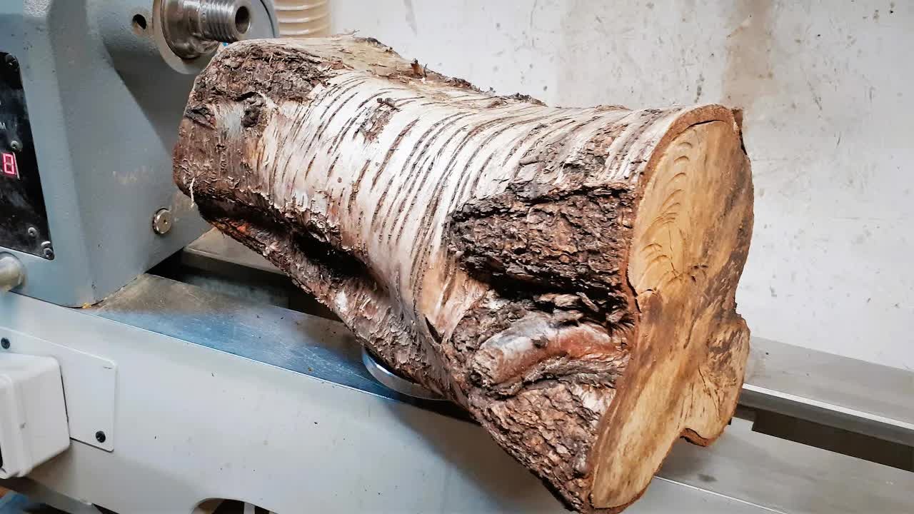 Woodturning a hollow log into a striking piece of art
