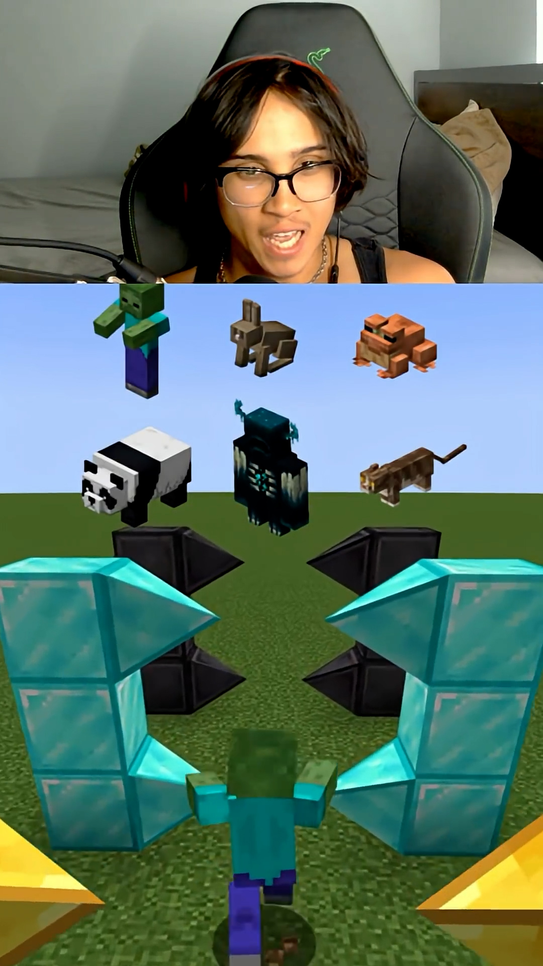Minecraft mob traversal in a closing trap challenge