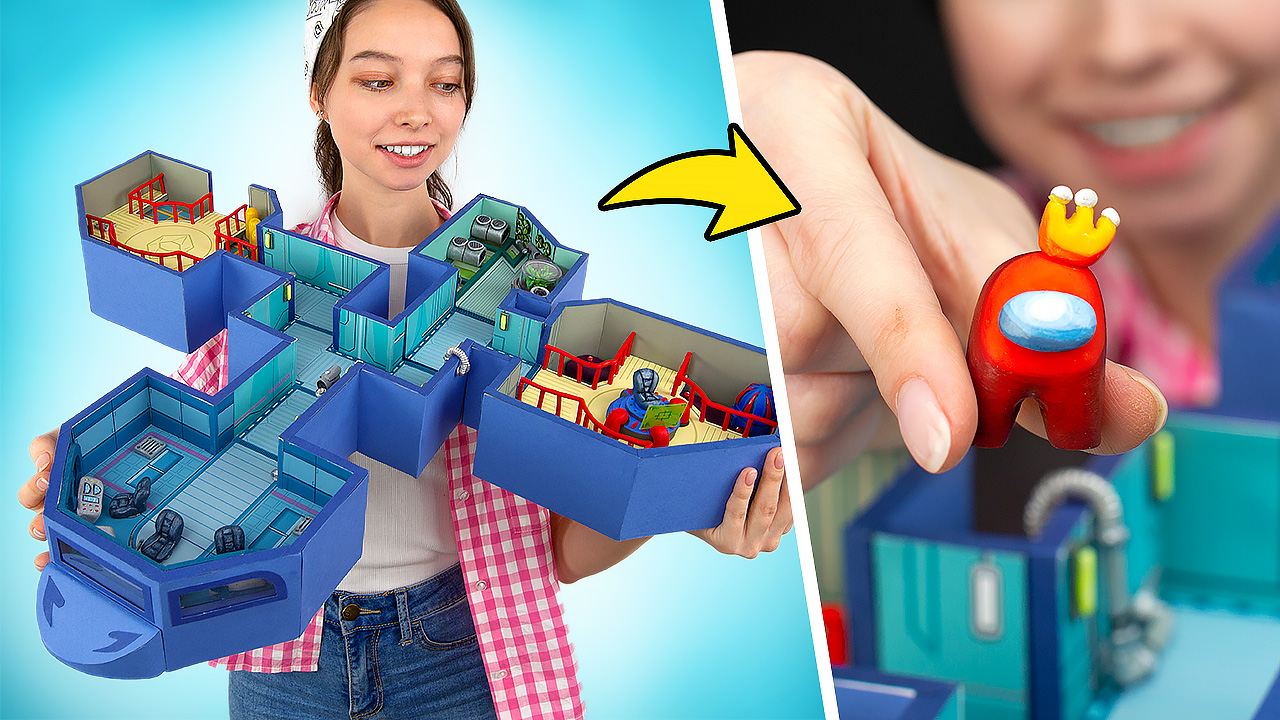 Crafting a mini diorama of Among Us characters with polymer clay