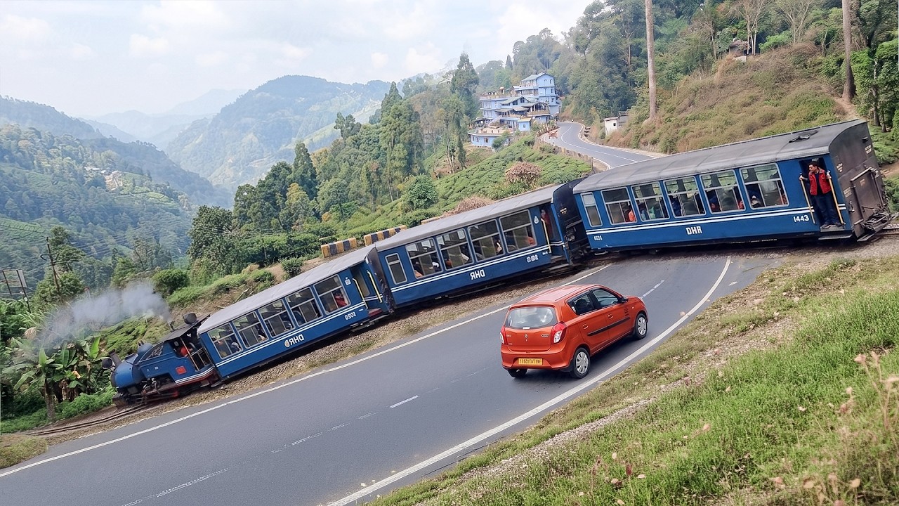 Riding weird steam train of the Himalayas in reverse gear