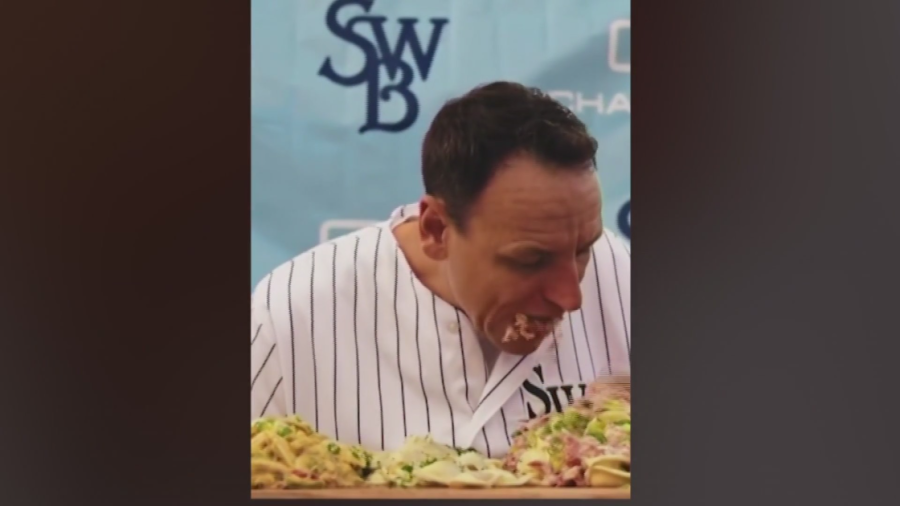 Joey Chestnut visits SWB RailRiders