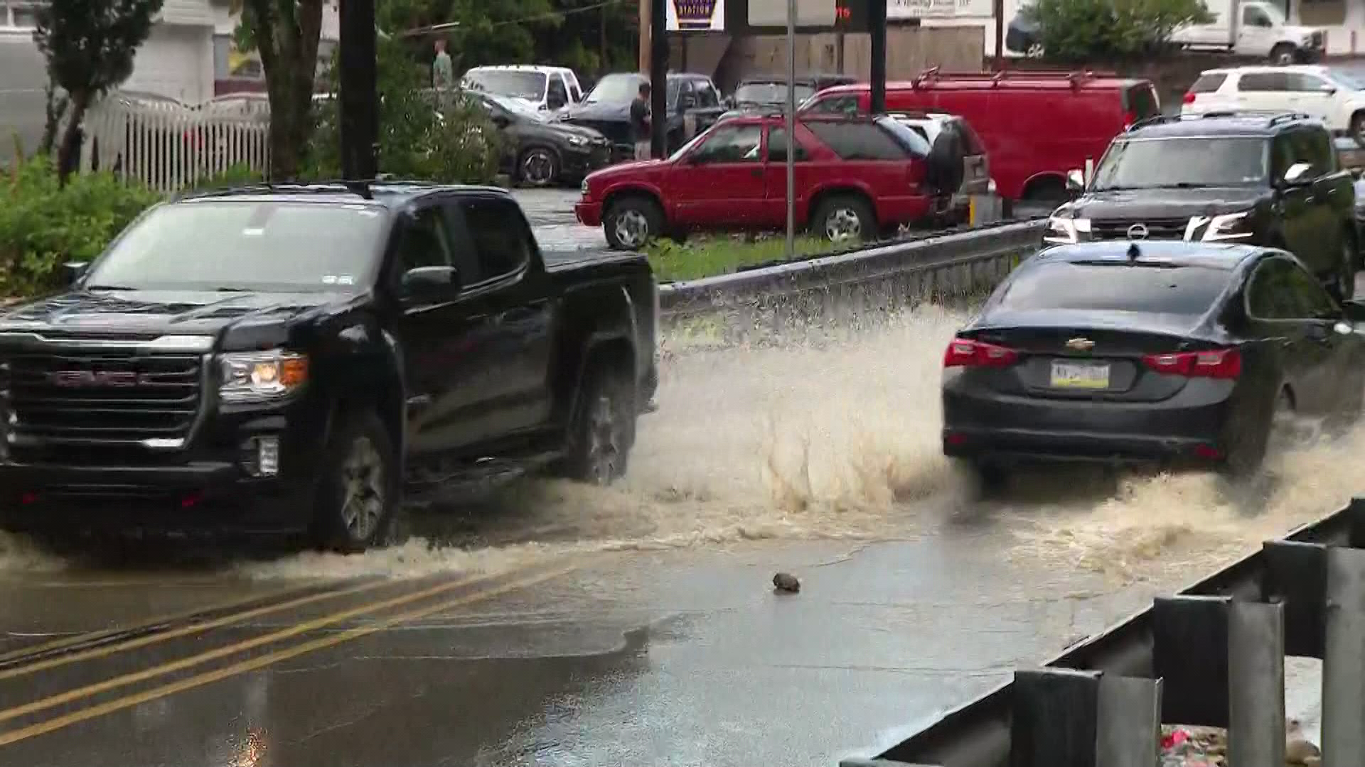 About a dozen vehicles become stuck in floodwaters in Penn Hills