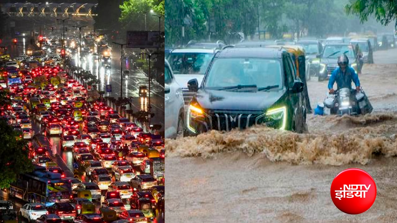 दिल्ली-NCR में मूसलाधार बारिश; सड़कें बनीं तालाब, लंबे ट्रैफिक जाम से ...