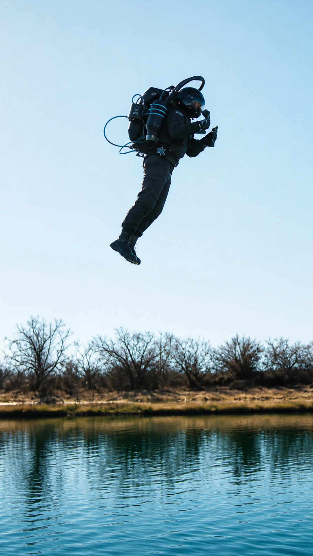 A real jetpack takes flight over the water
