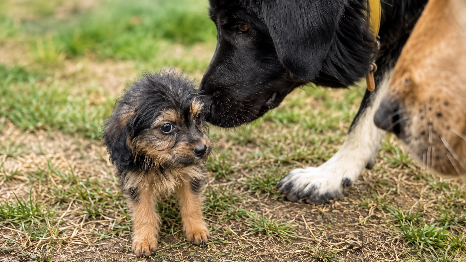 Doberman becomes guardian for rescue puppies