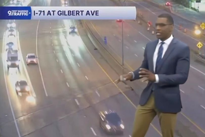 Traffic reporter almost swears live on air as he watches car crash in ...