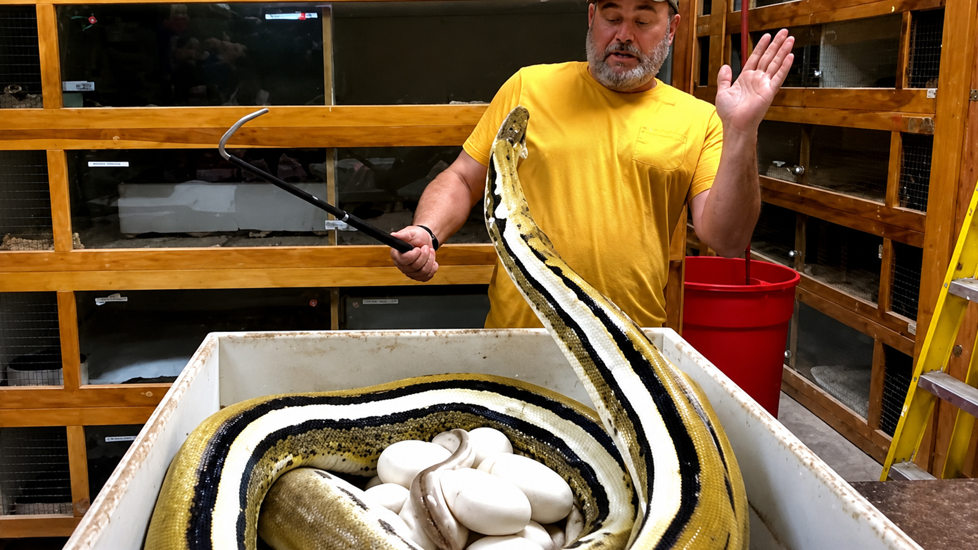 Protective python makes egg removal a challenging breeding moment for ...