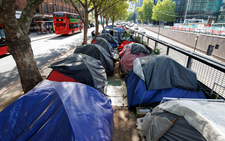 The encampment in central London continues to grow despite the Prime Minister’s pledge to end rough sleeping - Belinda Jiao for The Telegraph