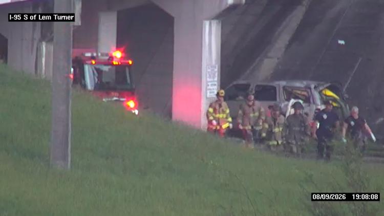 Man dies after truck falls from overpass, hitting him on Lem Turner Road