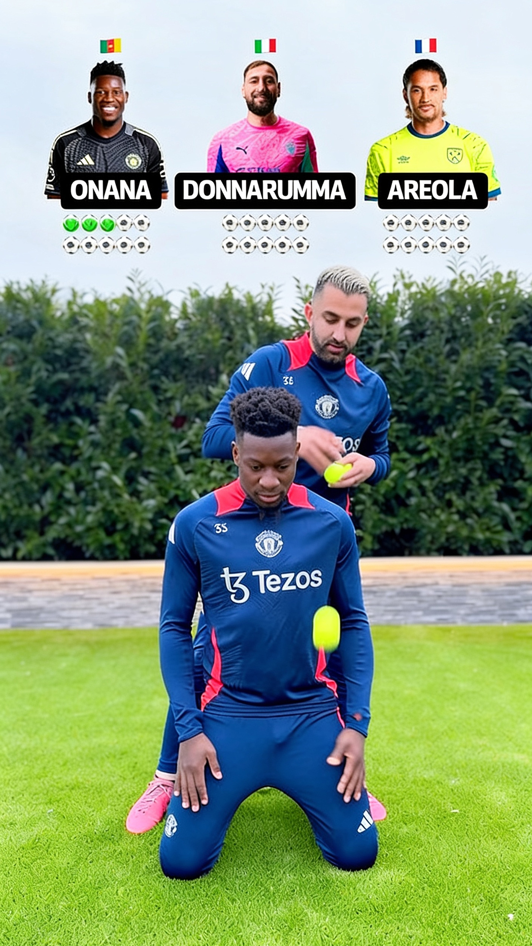 Goalkeepers face a no-look tennis ball precision challenge