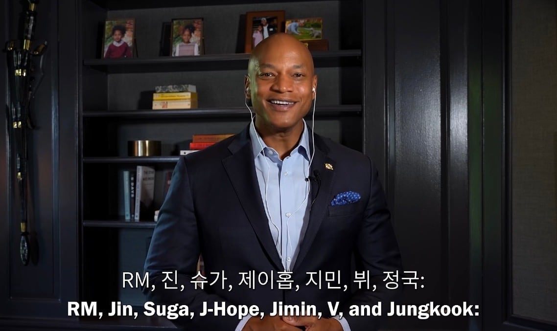 Maryland governor welcomes BTS with Korean subtitles in video message