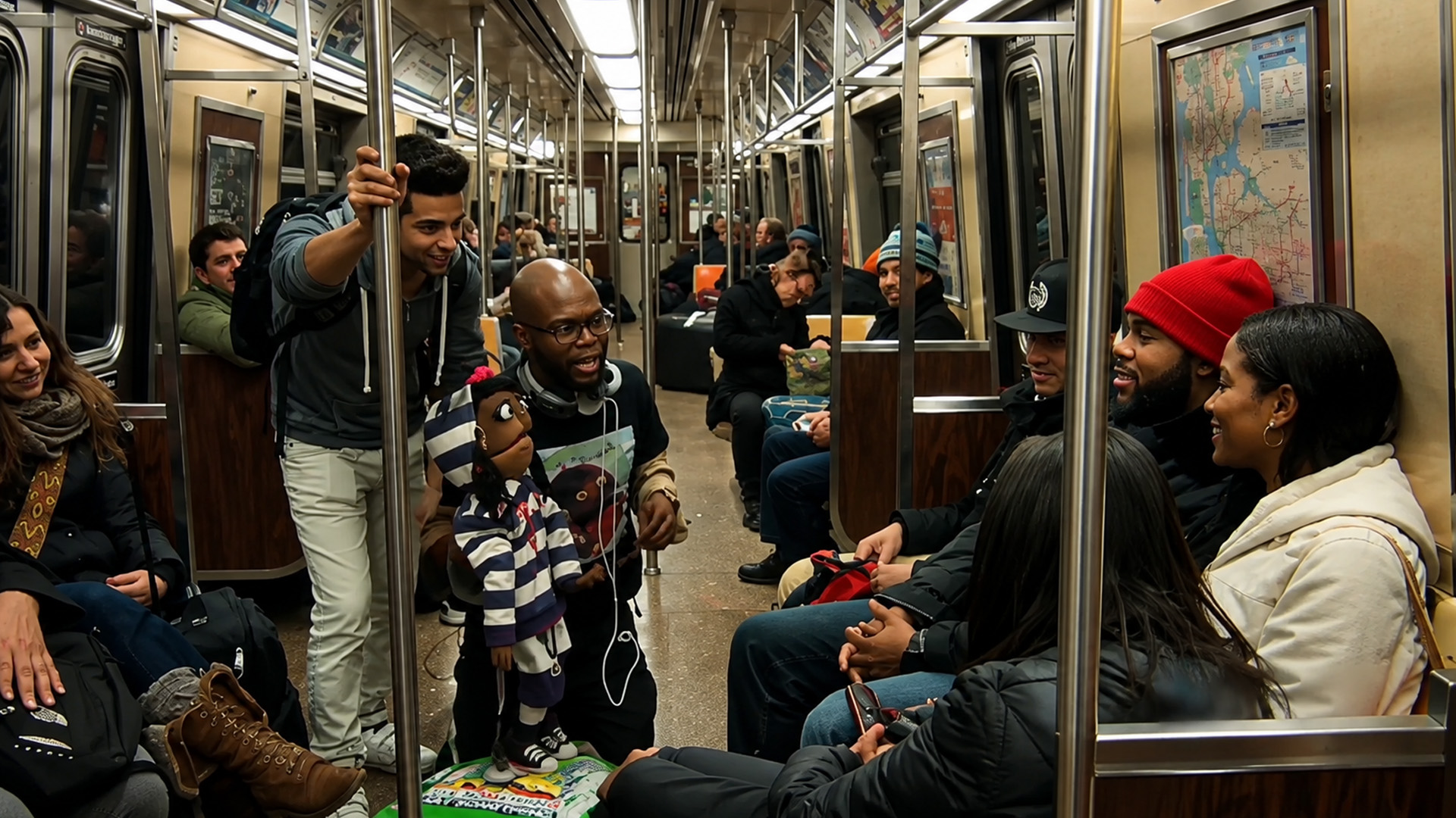Subway ventriloquist prank turns tense
