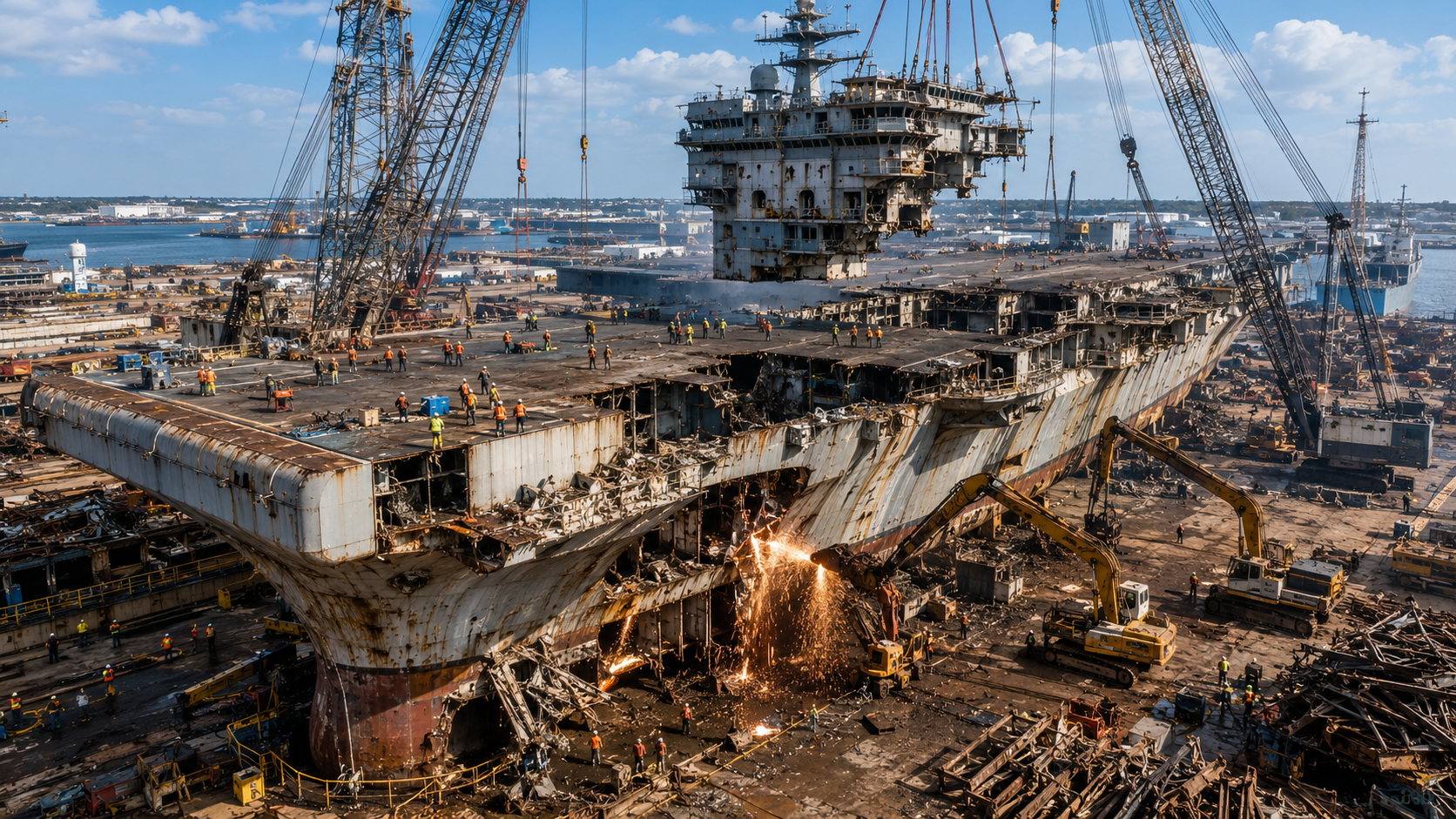 The dismantling of US Navy’s aircraft carrier that was sold for a penny