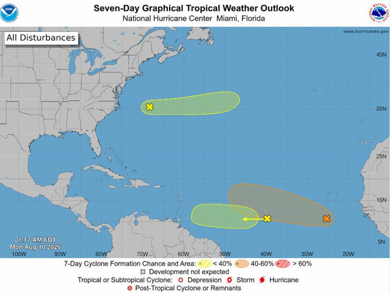 Hurricane center watching three areas in the Atlantic for development