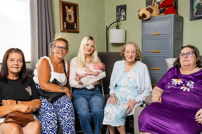 Tina, 53, Kimberly, 35, Corryn, 18, new born Harmony, Rita 97 and Patricia