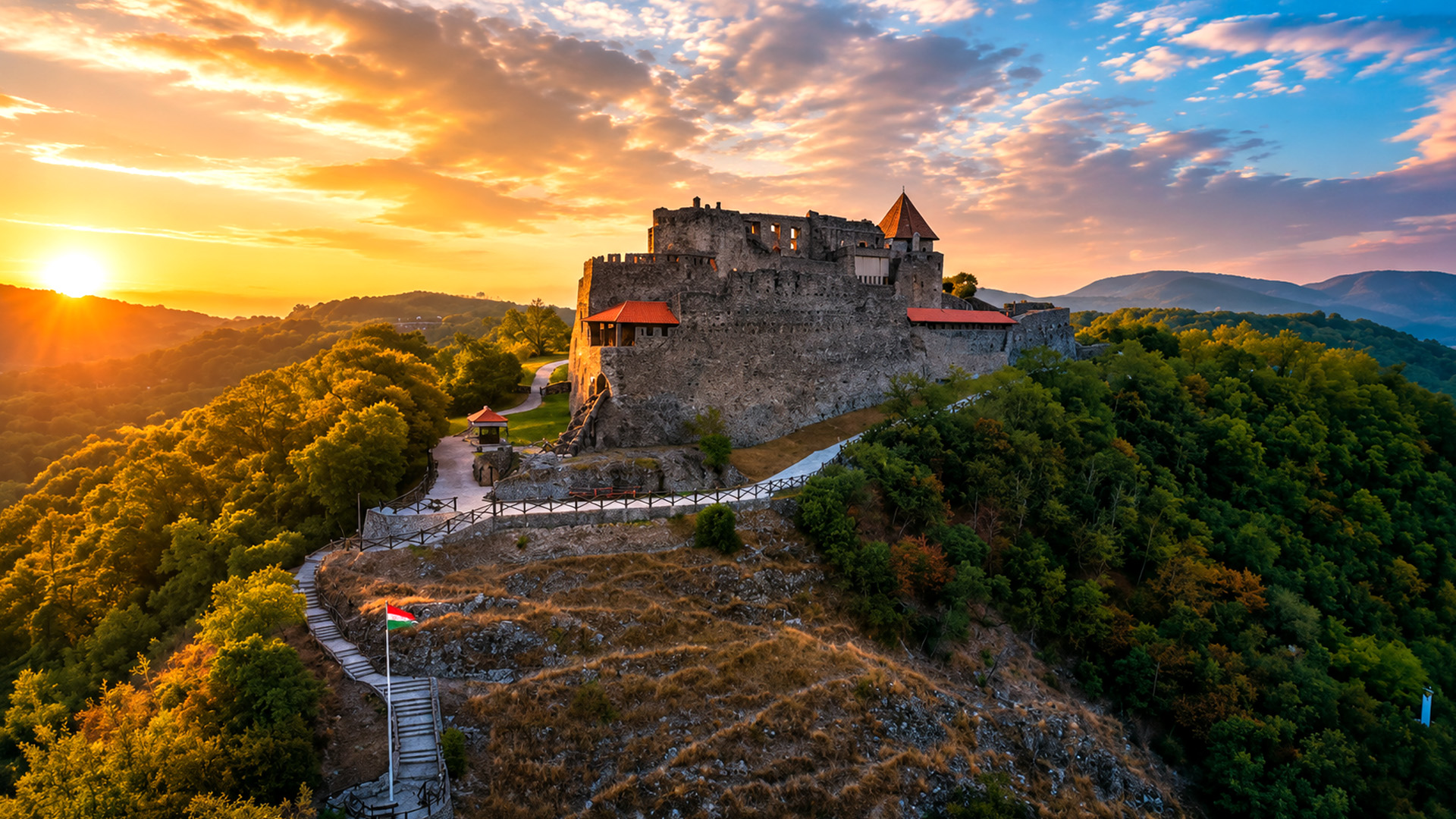 Visegrád Castle rising above the Danube Valley