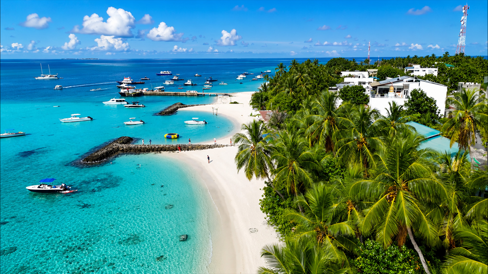 Turquoise waters around a Maldives island