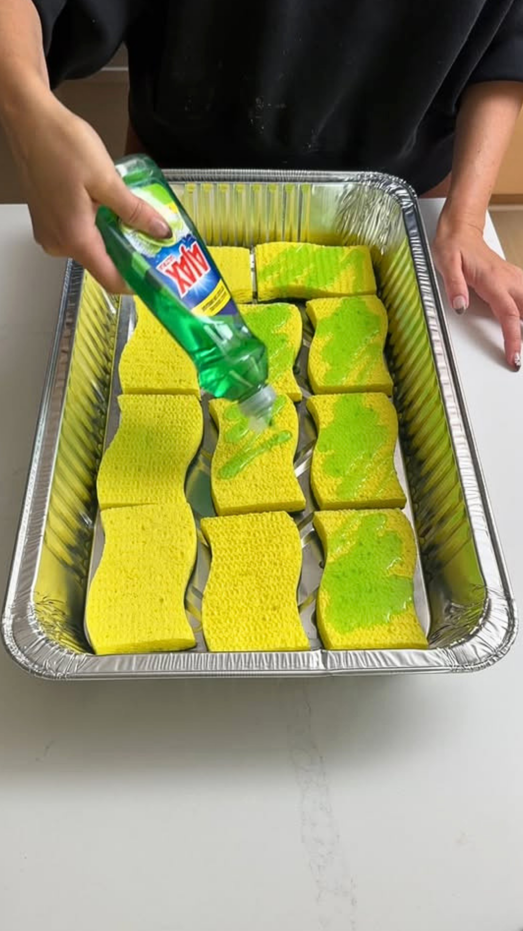Hotel cleaning hack with a sponge and dish soap