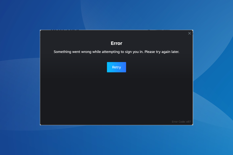 Steam error code E87 on login: How to fix it