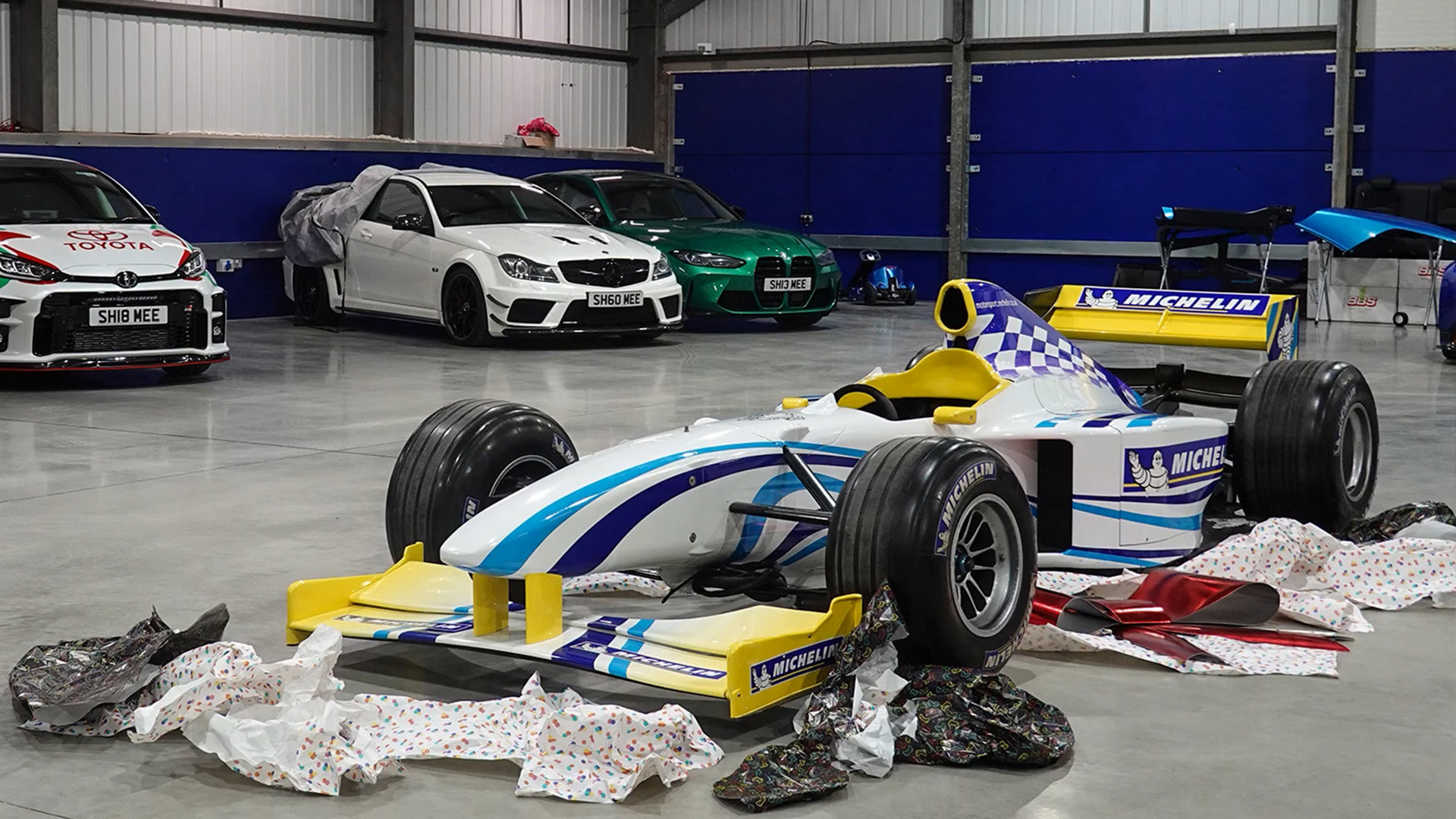 Formula One car arrives as a Christmas surprise