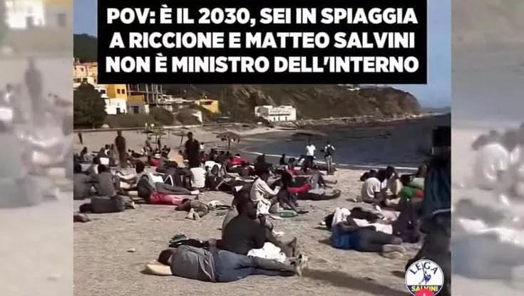 «Riccione invasa dai migranti», il meme della Lega finisce in tribunale. Il Comune chiede 1 milione di euro: «È falso e razzista»