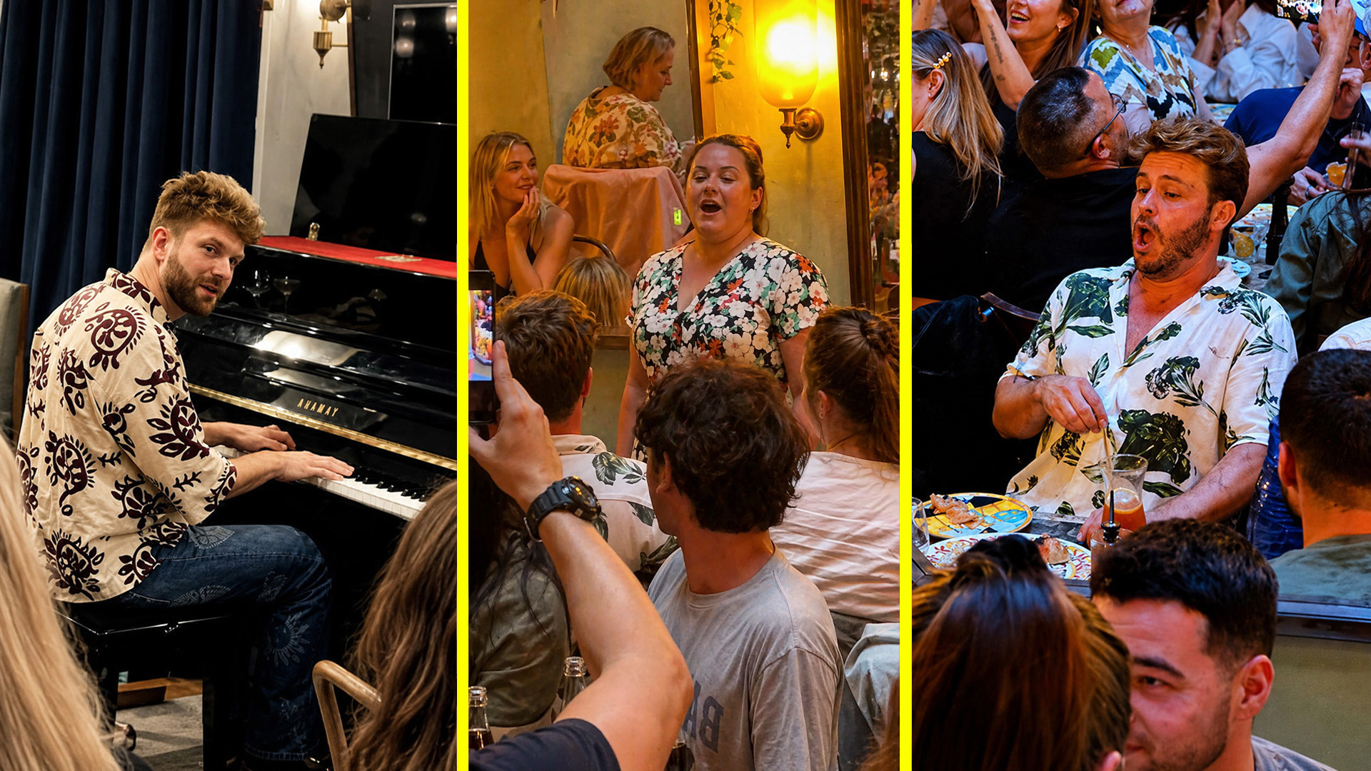 Two opera singers join a restaurant piano performance