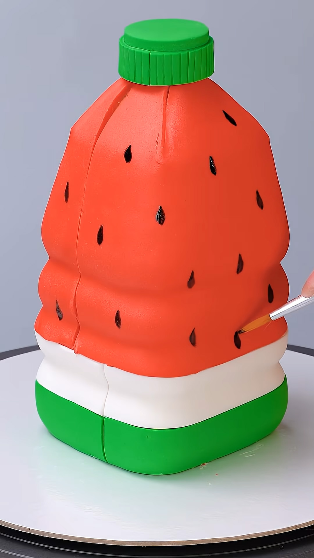 Creative watermelon bottle fondant cake decorating tutorial