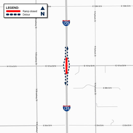 Part of I-135 north of Wichita closing this weekend for bridge work