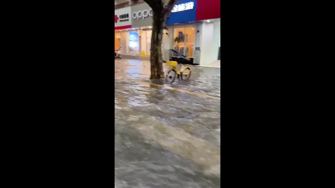 Severe flooding submerges streets in Shanghai, China