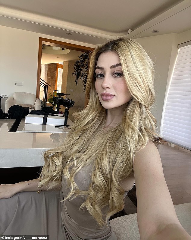 Valeria Marquez (pictured) was live streaming to her followers from inside her beauty salon when a motorbike-riding gunman opened fire last May 