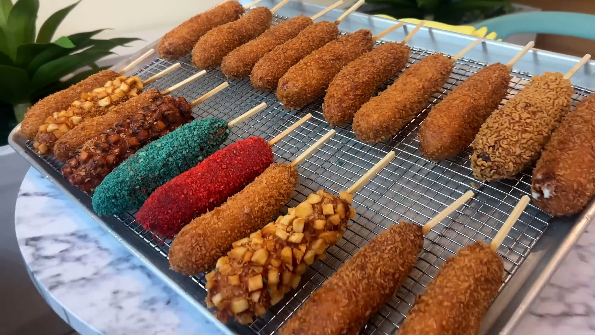Man attempts impossible 20 Korean corn dog challenge