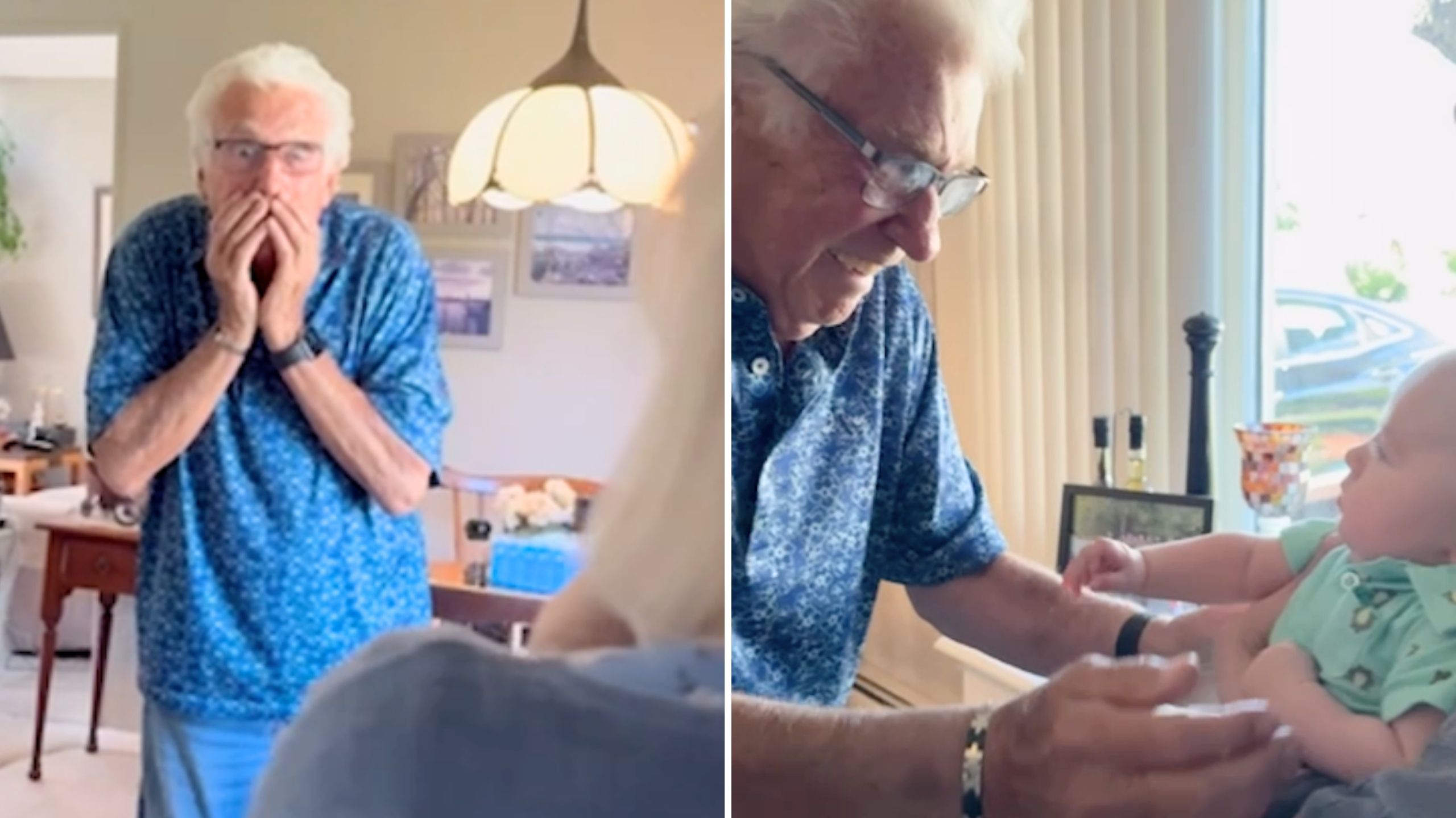 Great-grandpa finally meets baby he's only seen on FaceTime | Happily