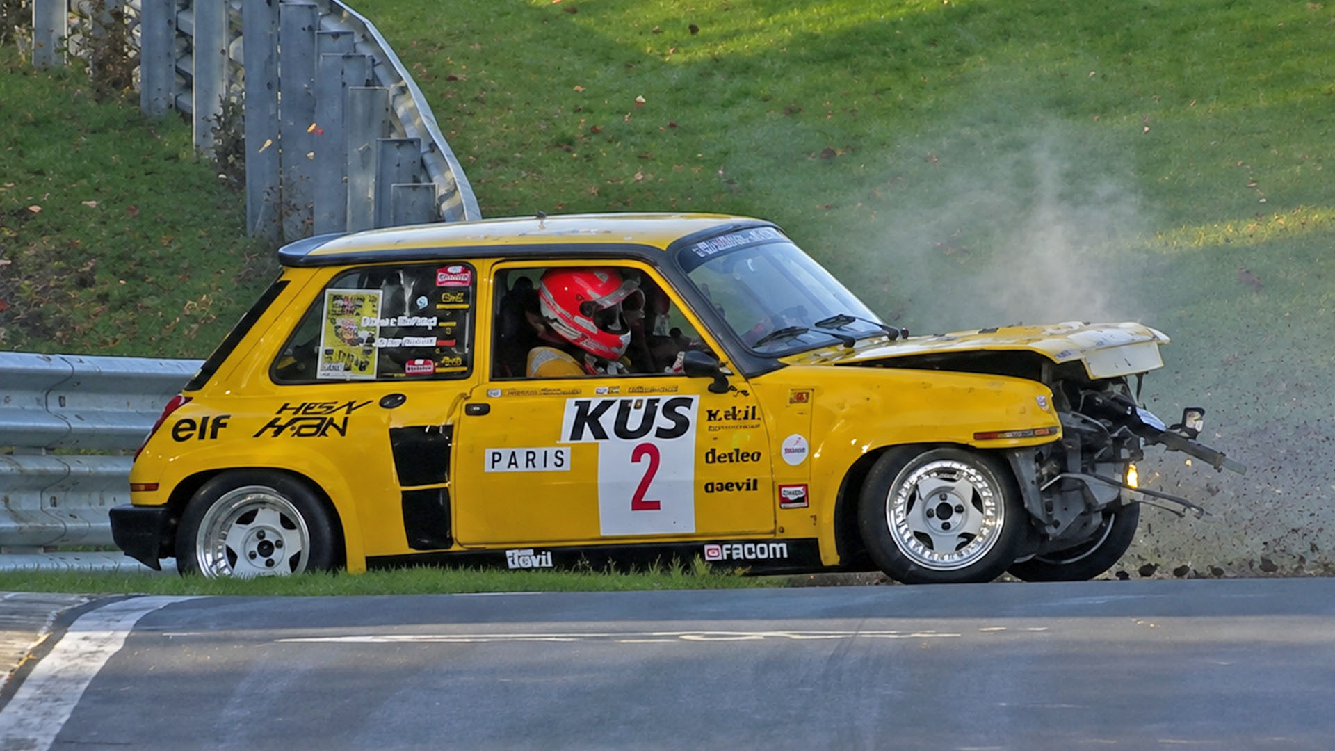 Heavy rally crash leaves classic car badly damaged at Nürburgring