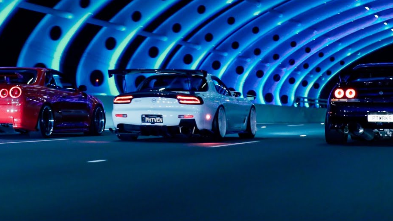 Performance car highlights from a stunning 4K night drive