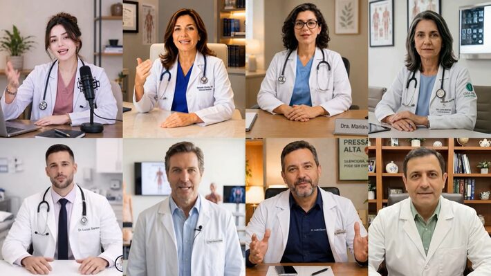 Levantamento da CTRL+Z identificou ao menos 29 perfis de falsos médicos de IA operando no YouTube Foto: Reprodução/Youtube