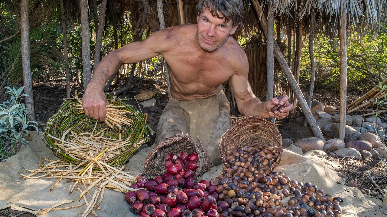 Big wild food haul at primitive hut