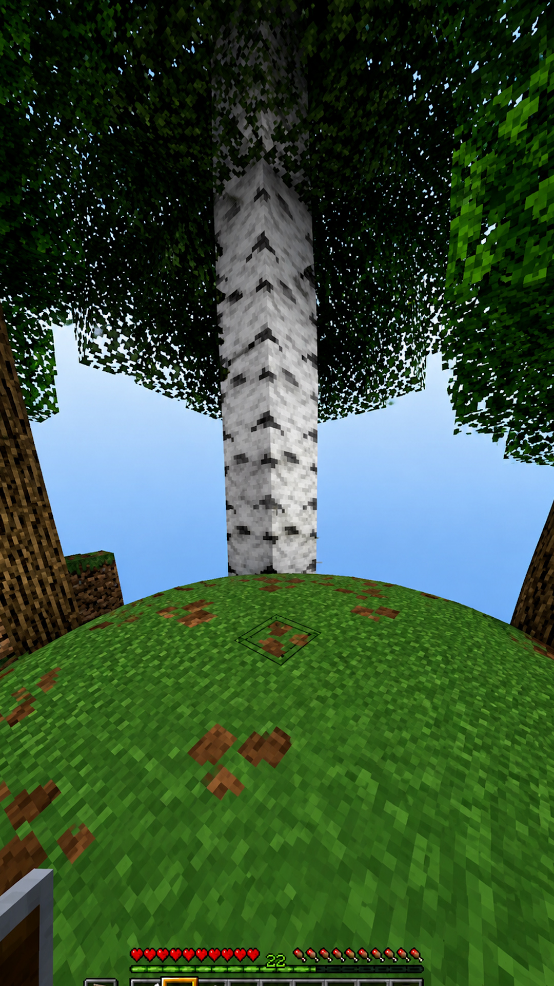 Curved world terrain transformation in Minecraft gameplay