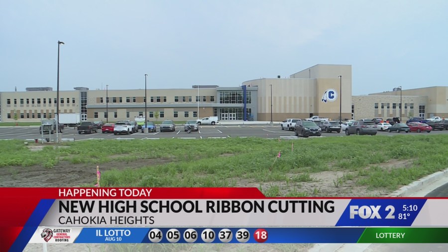 Ribbon cutting at new Cahokia Heights High School; contract controversy with teachers continues