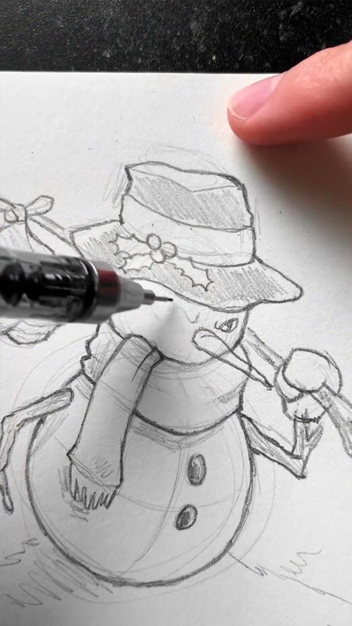 How to draw a professional snowman
