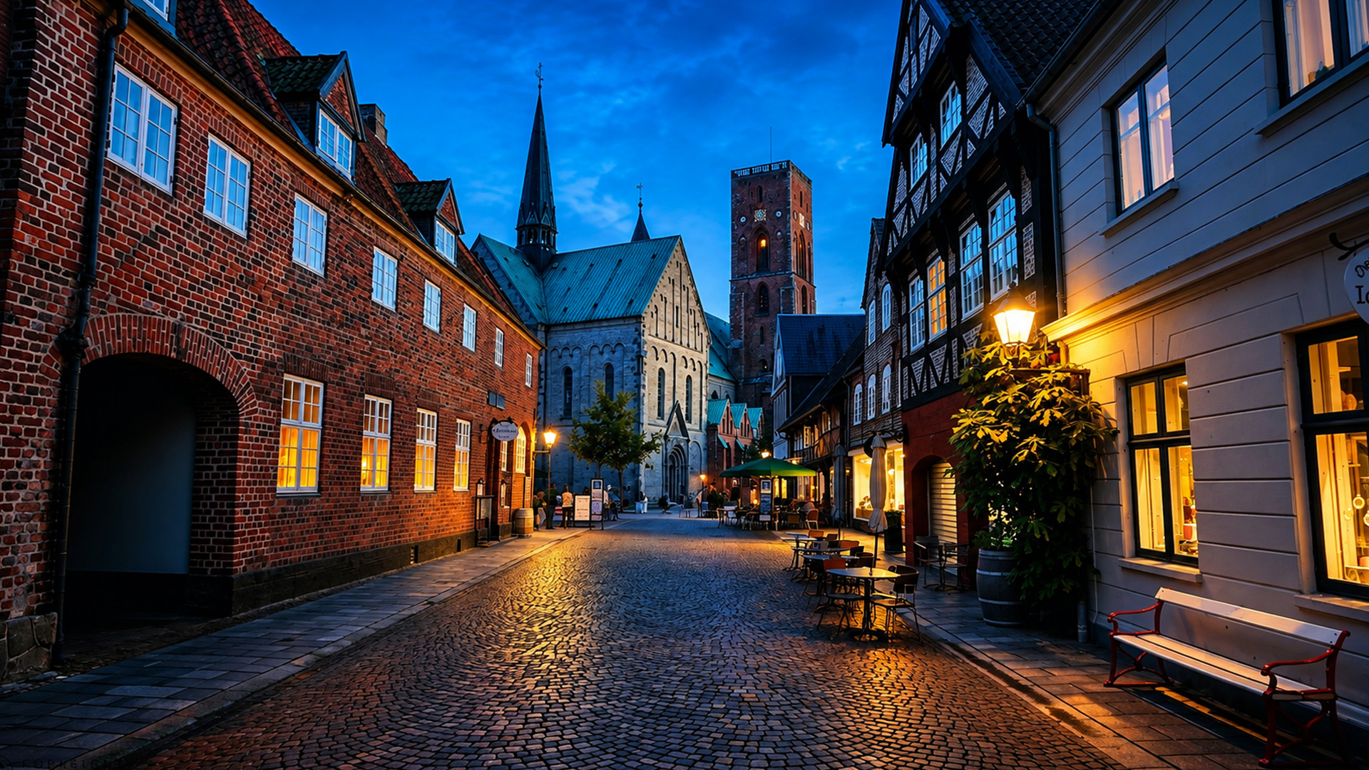 A peaceful sunset walk through historic Ribe (4K)