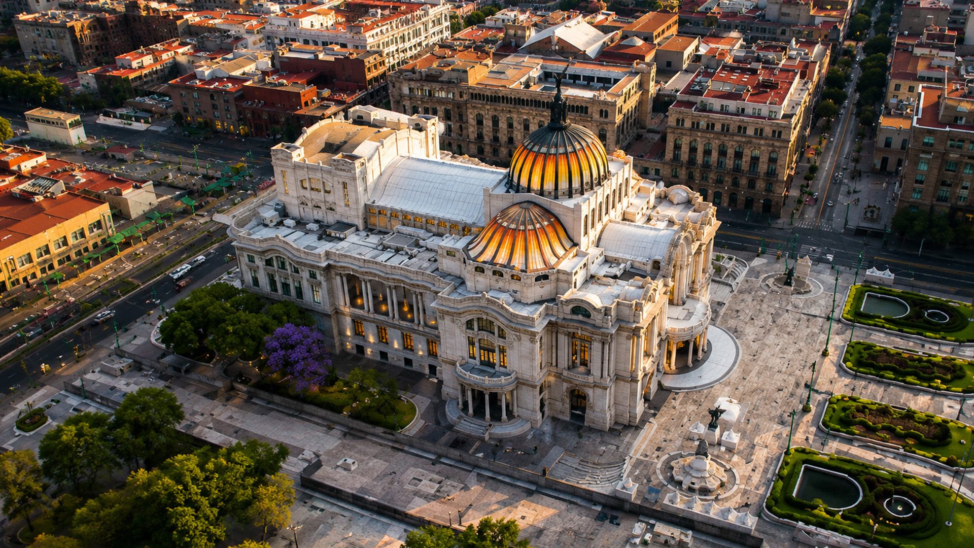 Mexico City’s Palacio de Bellas Artes aerial view